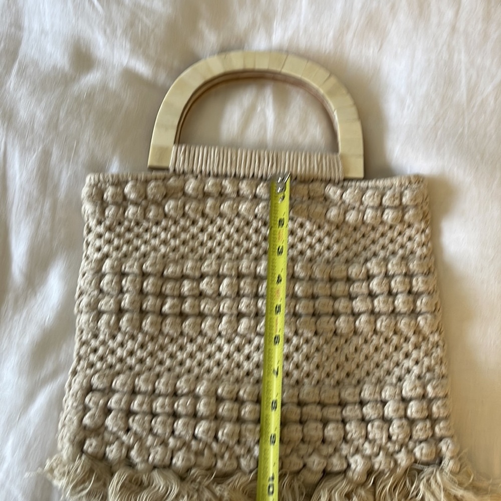Cleobella Macrame Canvas Fringe Handle Bag - image 7